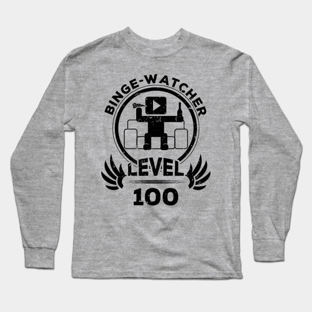 Level 100 Binge Watcher Gift Long Sleeve T-Shirt by atomguy